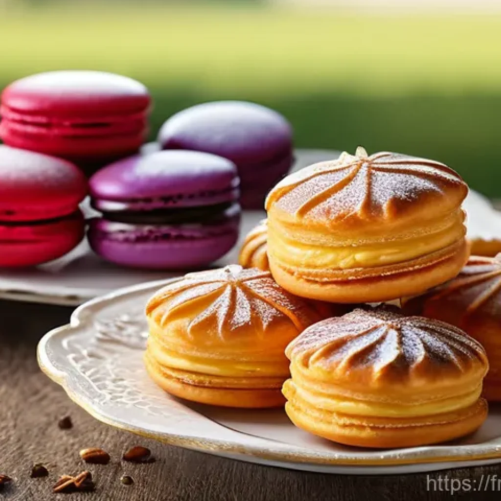 국내 유명 제과 브랜드 - A vibrant, mouth-watering still-life photograph showcasing an assortment of traditional French regio...