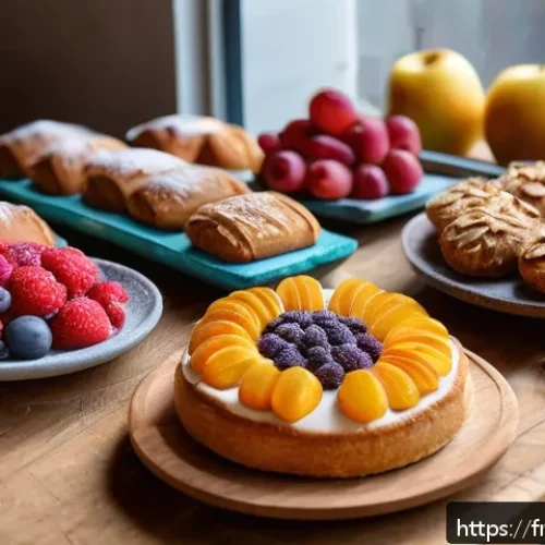 Home 30 비건 제과 제품 - A vibrant vegan bakery kitchen scene showcasing a variety of ethical and delicious plant-based pastr...